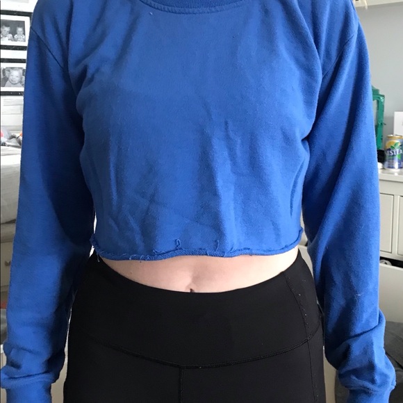Dark Blue Cropped Sweatshirt - Picture 3 of 3